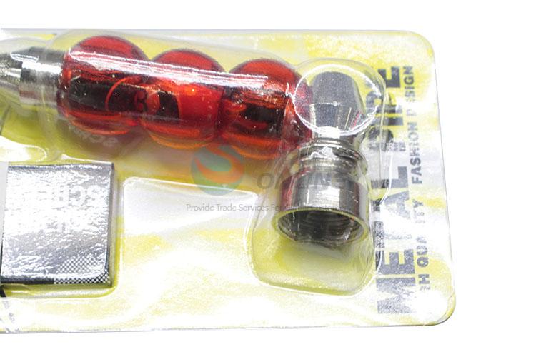 Serviceable Red Handle Metal Tobacco Pipe for Sale