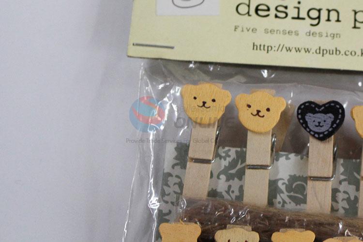 Pretty Cute Party Natural Cartoon Bear Clips Office Supplies Mini Wooden Cilp