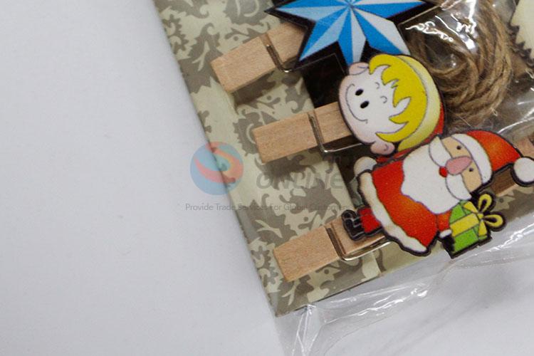 Cartoon Christmas Decoration Wood Clip Photo Paper Craft Clips