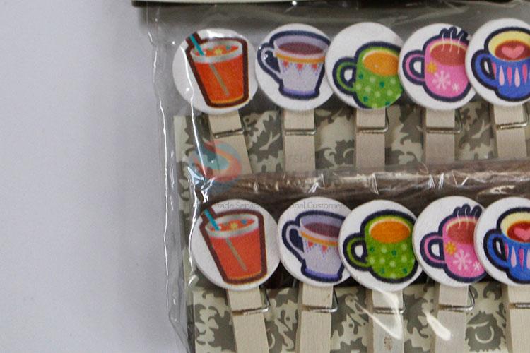 China Factory Mini Colorful Cups Wooden Clips for Photo Clips