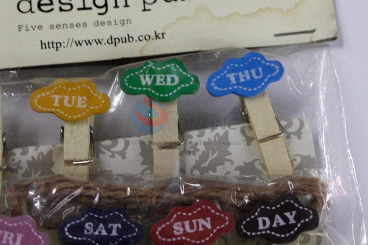 Mini Wooden Colorful Clip with Hemp Rope Pack of Small DIY Wedding Party