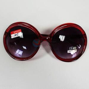 Fashion Wine Red  Round Shaped Sunglasses