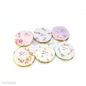 Nice Flower Printed Round Pocket Cosmetic Mirror for Sale