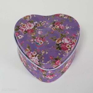 Beautiful Flower Pattern Heart Shaped Iron Box for Sale