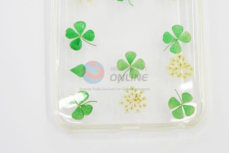 Wholesale Four Leaf Clover Dried Plant TPU Mobile Phone Shell for iphone