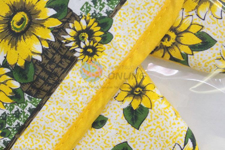 2 Pcs/Set Sunflowers Pattern Cooking Microwave Oven Mitt Insulated Non-slip Glove