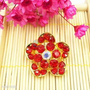 China Factory Vintage Flower Rhinestone Brooch for Ladies