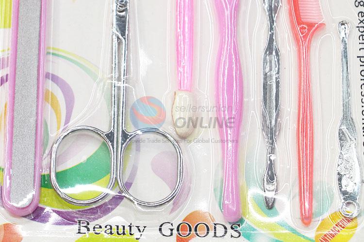 Popular Girls Manicure Set Cuticle Pusher/ Nail File/ Eyebrow Scissors/ Comb/ Earpick