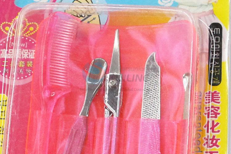 High Quality Ladies Beauty Kit Eyebrow Scissors/ Cuticle Pusher/ Nail File/ Comb/ Earpick