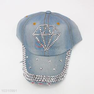 Diamond Pattern Fashion Rhinestone Denim Hat Caps