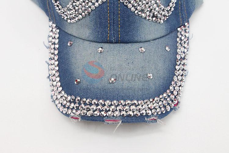 New Fashion Moustache Design Rhinestone Denim Hat Caps