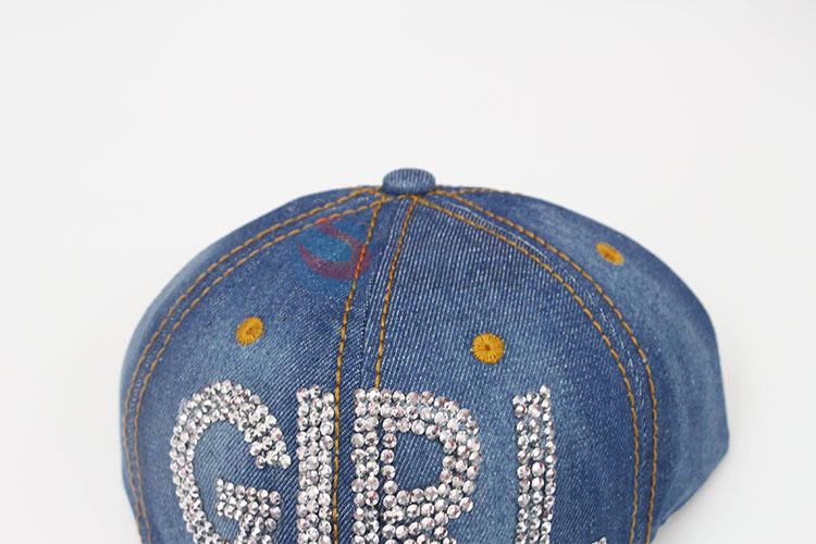 Fashion Girl Letter Rhinestone Denim Hat Caps