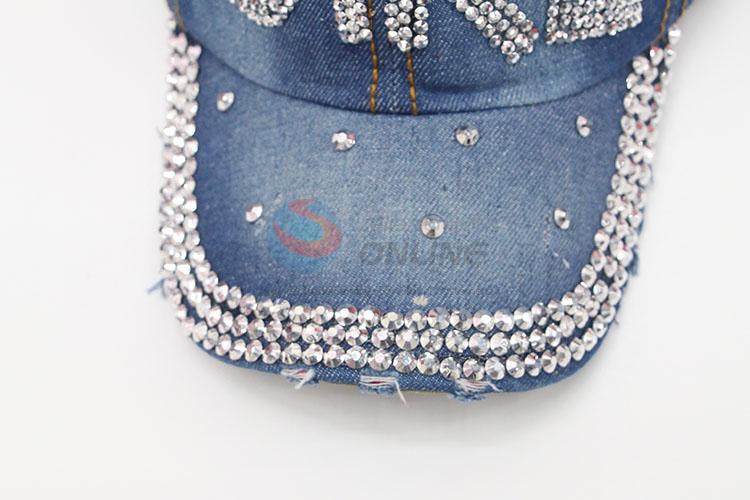 Fashion Girl Letter Rhinestone Denim Hat Caps