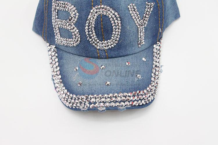 Fashion Boy Letter Rhinestone Denim Hat Caps