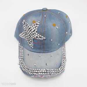 Fashion Star Pattern New Rhinestone Denim Hat Caps