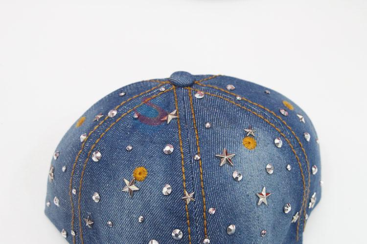 Fashion Star Rivet Rhinestone Denim Hat Caps