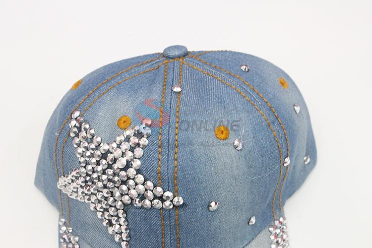 Fashion Star Pattern New Rhinestone Denim Hat Caps