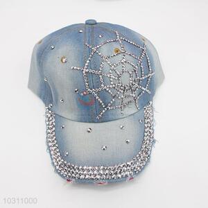 Light Blue Fashion Rhinestone Decorative Denim Hat Caps