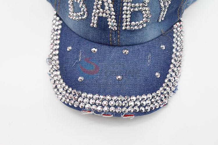 Fashion Baby Letter New Rhinestone Denim Hat Caps