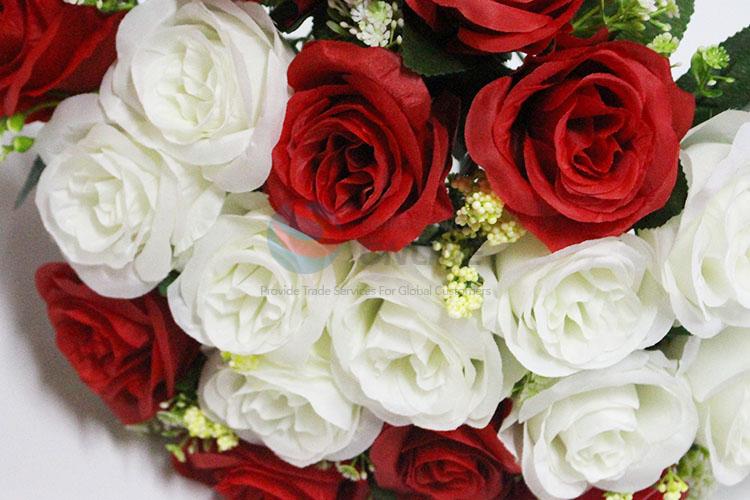 18 Pieces Happy Artificial Red and White Rose