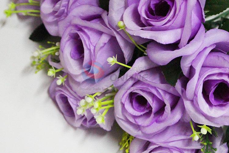 10 Heads Beautiful Artificial Purple Roses Flowers for Festival Party Decoration