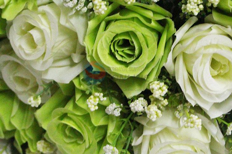 Green Color 24 Heads Hydrangea and Rose Fake Flower for Wedding Party