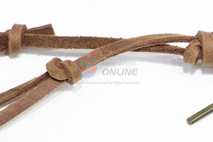Best Selling Antique Long Cowhide Necklace with Bullet Pendant