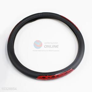Black and Red Color Artificial Leather Car Steering Wheel Cover