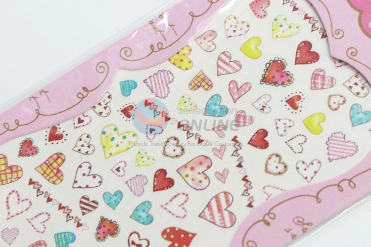 New style good cheap colorful loving heart shape nail sticker