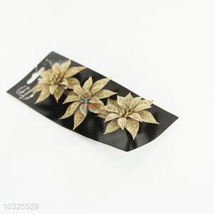 3PC/Set Golden Color Flower Chritsmas Decorations