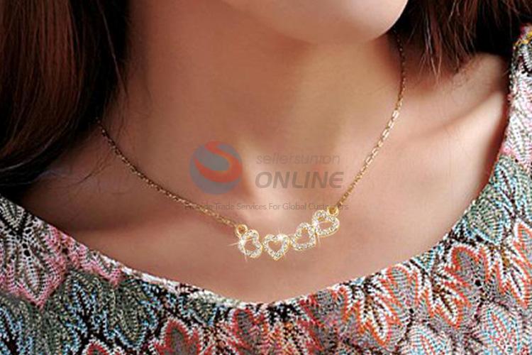 Fancy delicate top quality heart short necklace