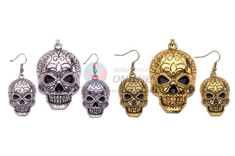 Cute design wholesale skull shaped necklace&earring  set