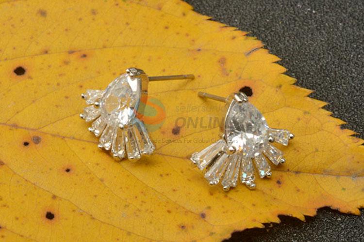 Factory supply delicate silver zircon earrings