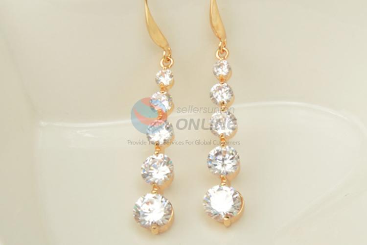 Fancy design hot selling zircon long earrings