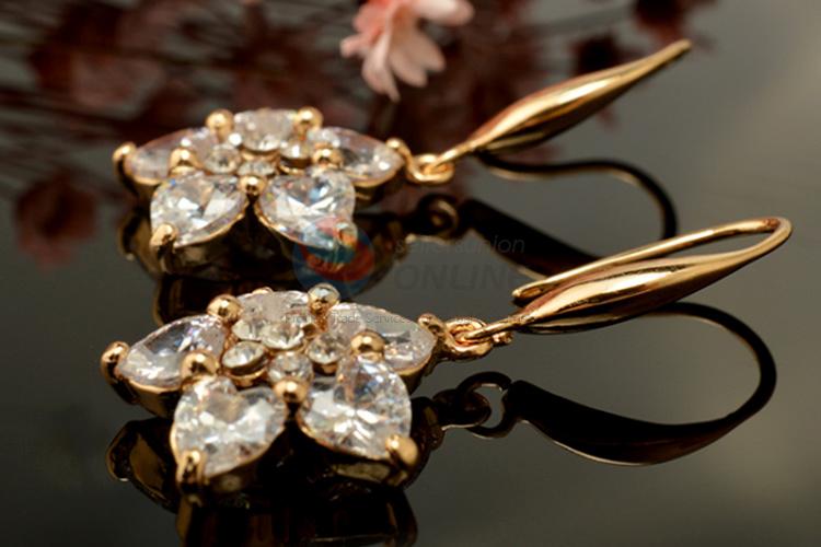 Factory wholesale popular flower zircon earrings