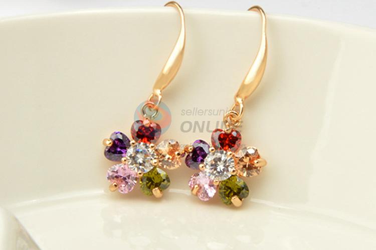 Customized cheap newest sunflower zircon earrings