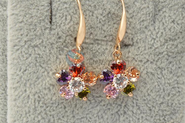 Customized cheap newest sunflower zircon earrings