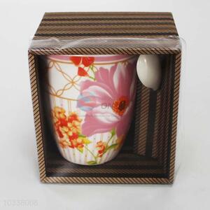 New Eco-friendly Flower Design Ceramic Cup