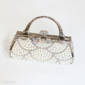 Lady clutch glossy metallic evening clutch pearl handbag