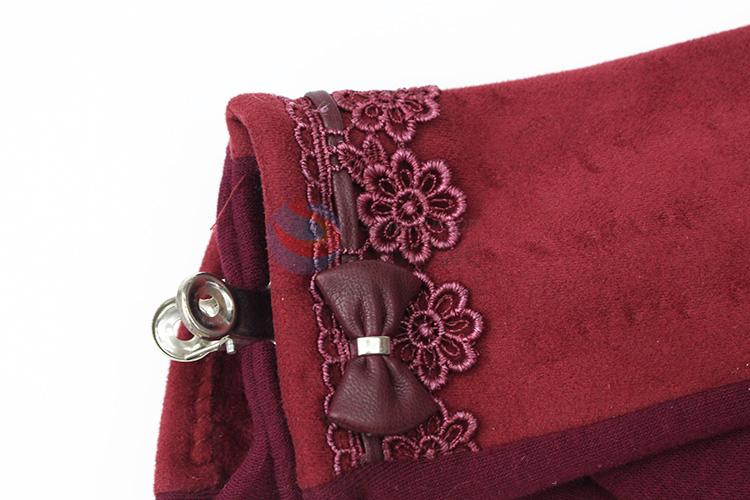 High sales promotional women winter warm gloves with lace flowers