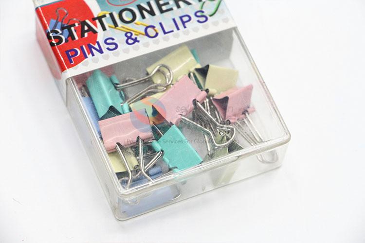 New Advertising Colorful Metal 12pcs Binder Clips Paper Clip Office Stationery Binding Supplies