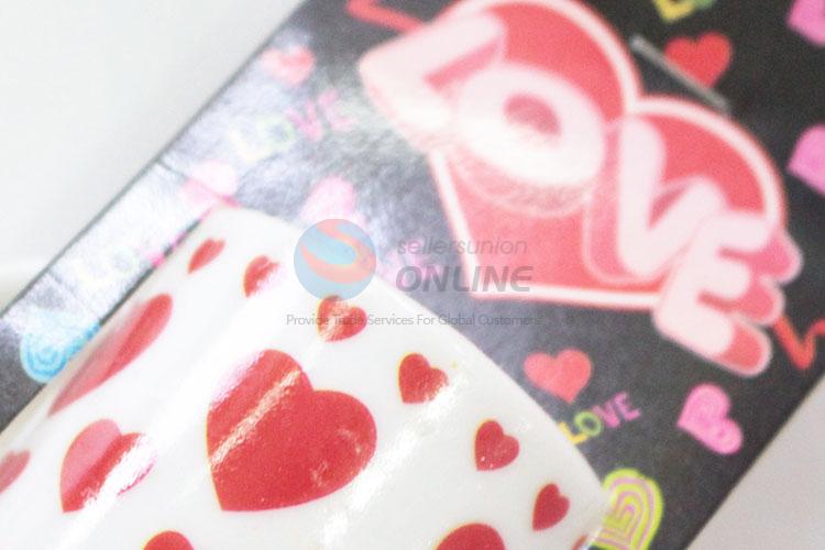 Lovely top quality low price red loving heart pattern ceramic cup