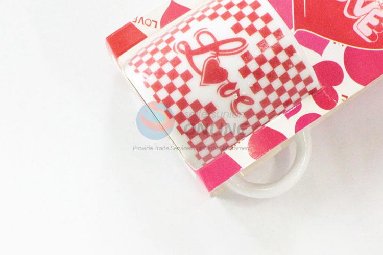 Red cheap top quality love pattern ceramic cup