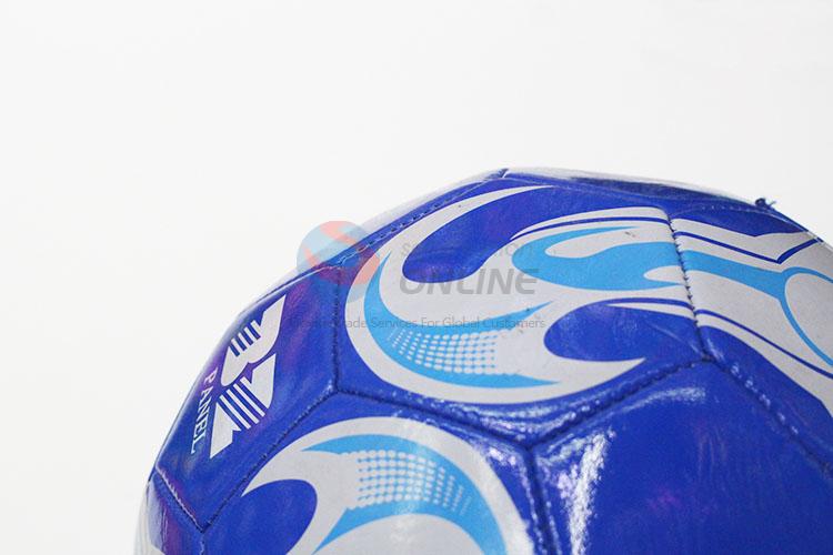 Fashion Blue Color PU Training Game Soccer Football with Rubber Bladder