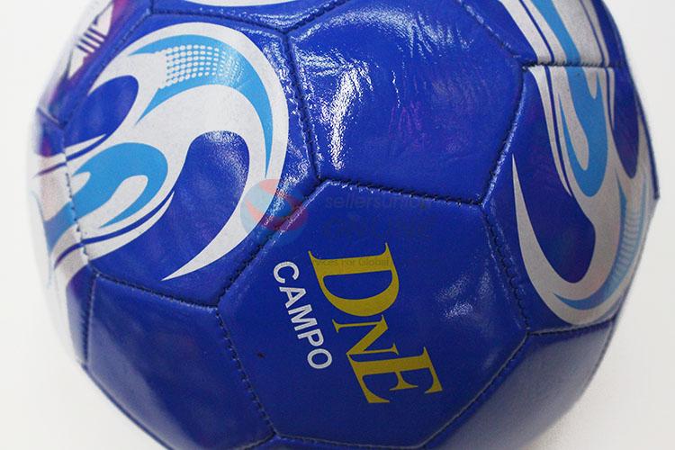 Fashion Blue Color PU Training Game Soccer Football with Rubber Bladder