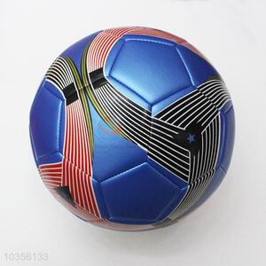 Matte Blue Color PU Soccer Football with Rubber Bladder