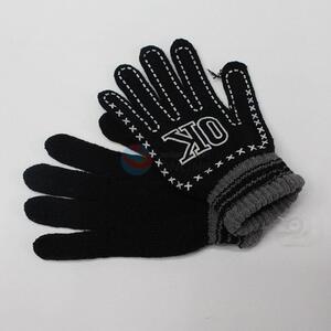 Competitive price black knitted cotton gloves