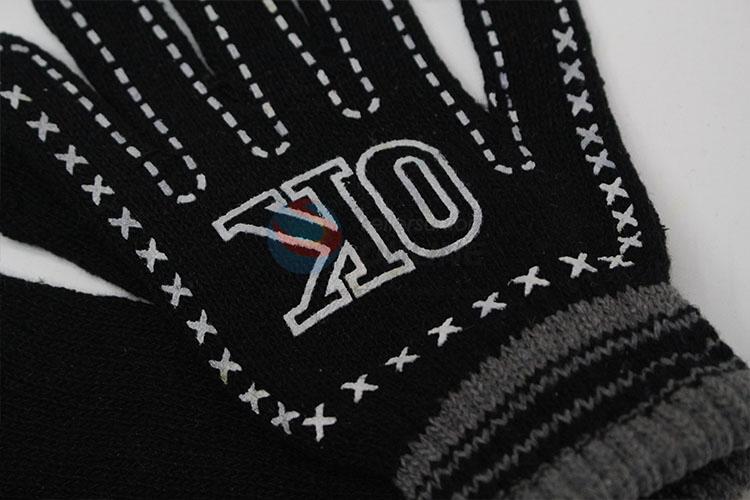Competitive price black knitted cotton gloves