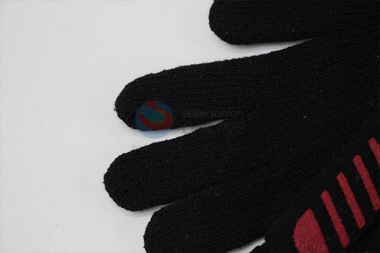 Popular black knitted cotton gloves