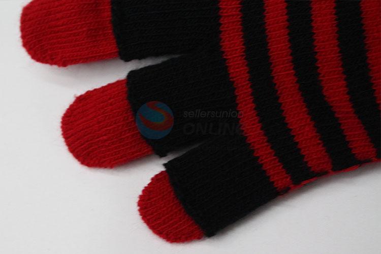 Modern design stripe knitted gloves